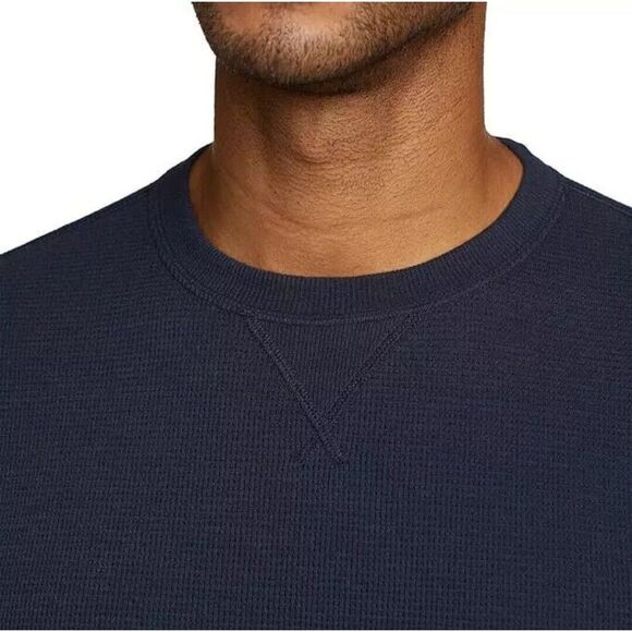 NWT Eddie Bauer Men's Cotton Rich Premium Thermal Crew Neck Long Sleeve Navy, M - Picture 3 of 4